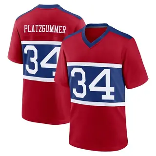 New York Giants Youth Sandro Platzgummer Game Century Alternate Jersey - Red